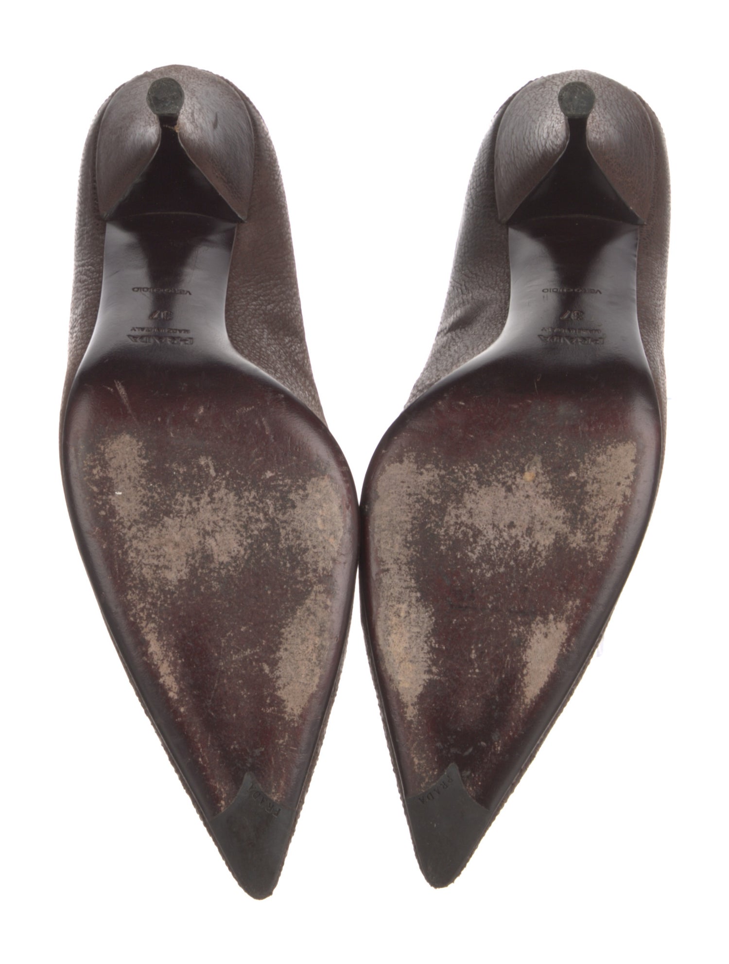 Prada Leather Embroidered Accent Pumps